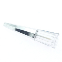 P153 7 ml en stock listo para enviar tapa de plata duradera cuerpo transparente tubo de brillo de labio de plástico octogonal vacío